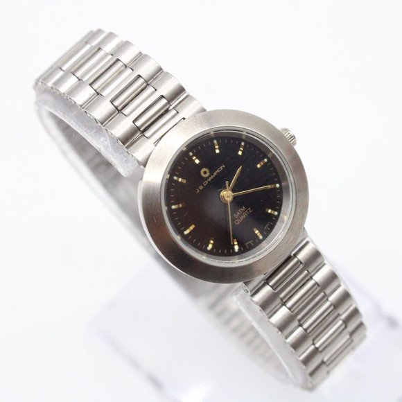 J.B Champion Watch Womens Silver Tone Stainless Steel Classic Black Dial - Picture 4 of 8